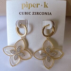 Piper K Gold and Silver Floral Drop Earrings